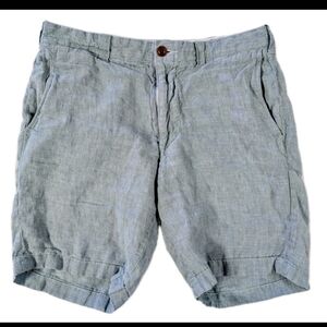 J.Crew Stanton Baird McNutt Irish Linen Shorts Mens 30 Light Blue Chino 9” Woven